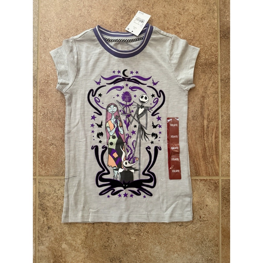 Disney Tim Burton's The Nightmare Before Christmas Girls Gray T-Shirt Size XS